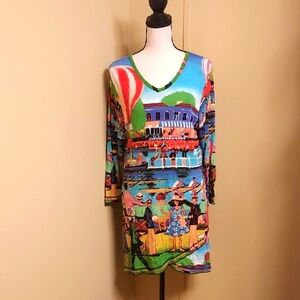 Colorful Printed Mini Dress By Orientique Naturally